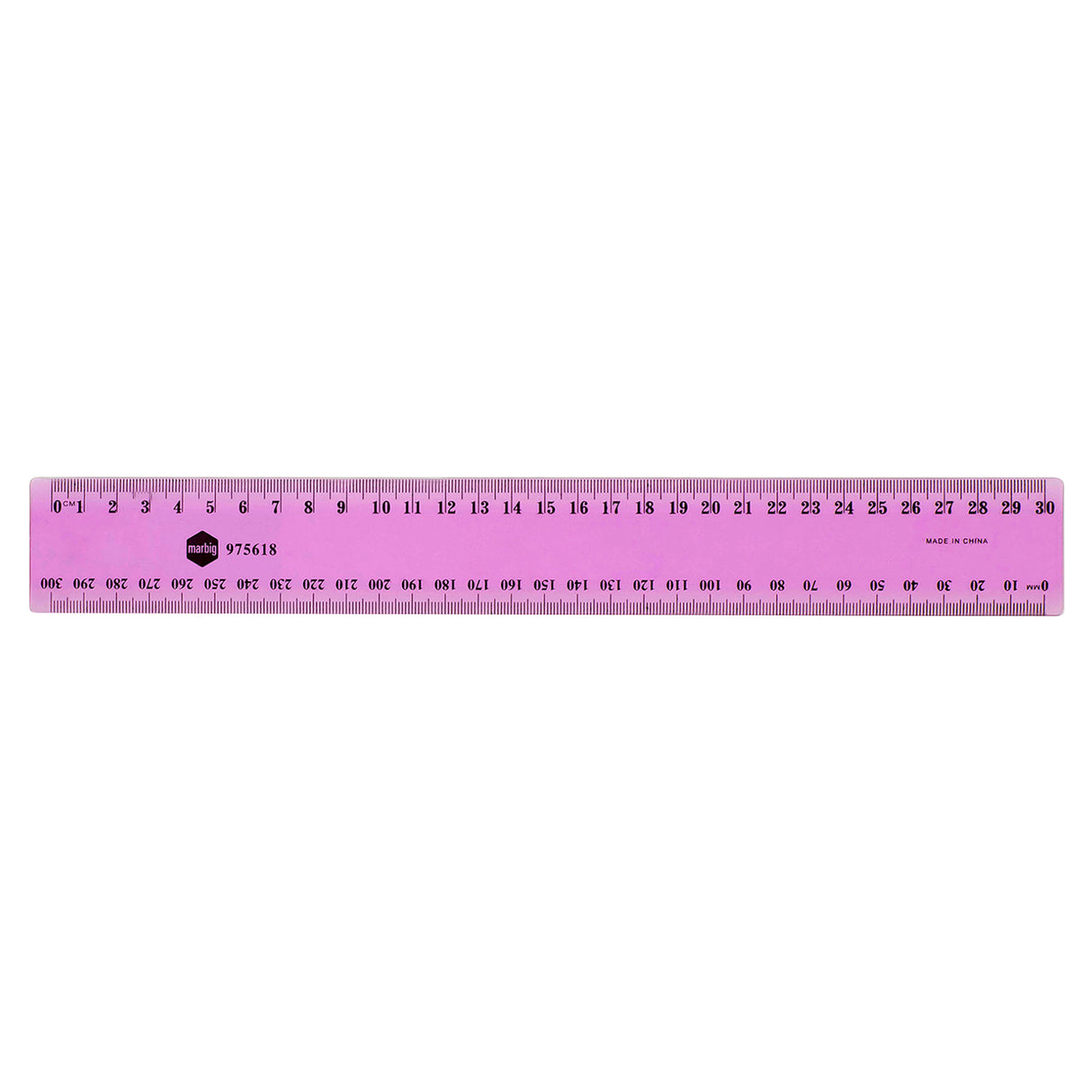 Marbig Plastic Ruler 30cm Metric Asst Fluroscent Colours - Zart