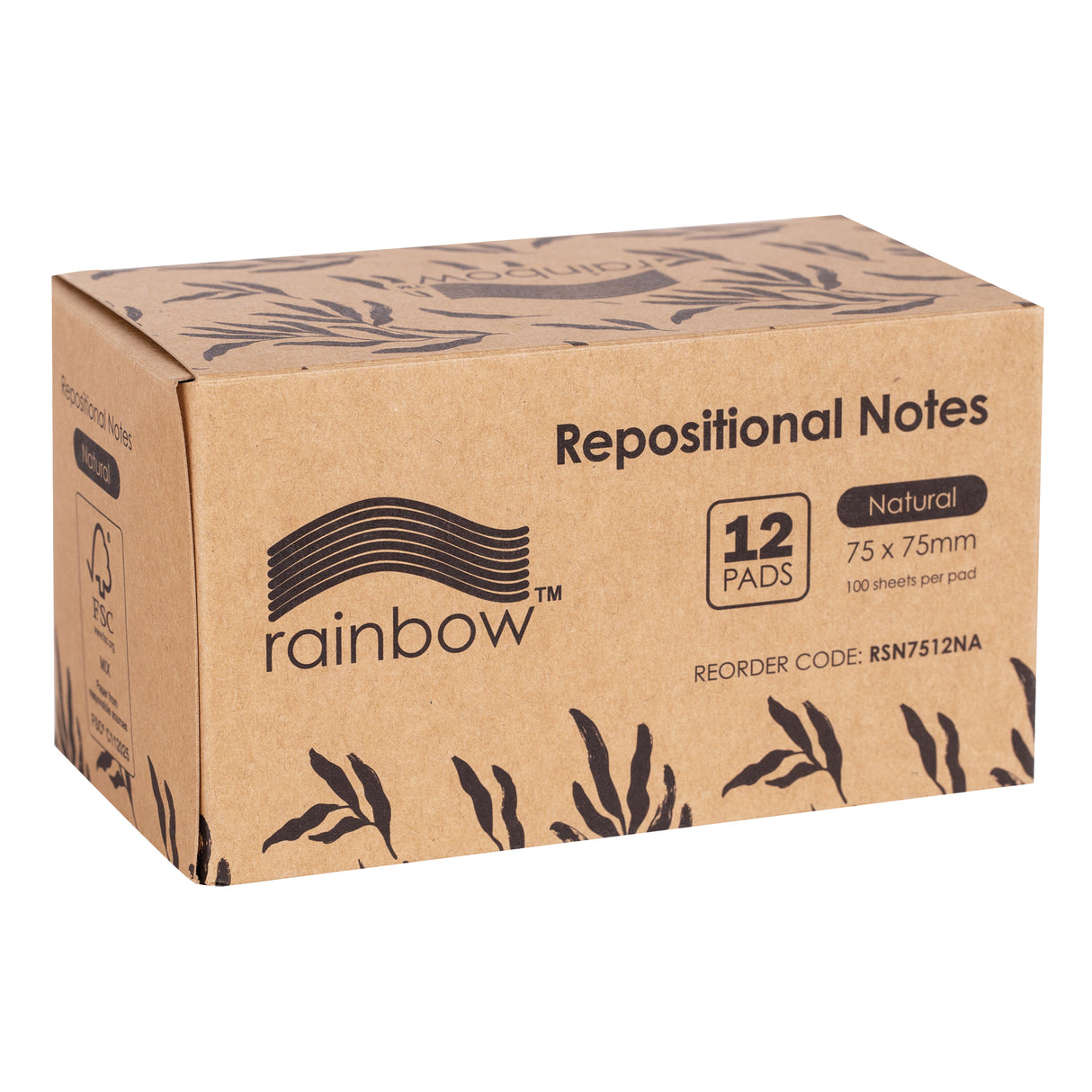 Rainbow Repositional Sticky Notes Natural Pack of 12