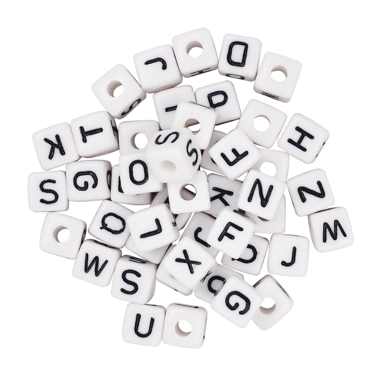 Alphabet Cube Beads White 100g