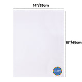 White canvas board shown with measurement guides labelled 14"/35cm across the top and 18"/45cm along the side. The surface displays a fine canvas weave. A small round label near the corner reads by Zart.