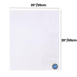 White canvas board shown with measurement guides indicating 20"/50cm across the top and 24"/60cm along the side. The primed canvas surface shows subtle woven texture across the board. A small circular sticker in the corner reads by Zart.