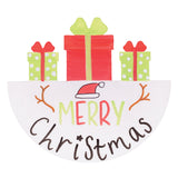 A hand-decorated Zart Rocking Christmas Card featuring three marker-coloured gifts in red and green with polka dots and bows, arranged along the top edge. Below, "MERRY Christmas" is written in bold lettering, alongside a drawn Santa hat and two simple antler branches.