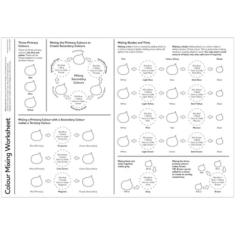 Colour Mixing Worksheet Pack of 10