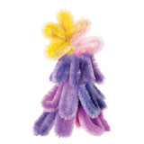 A cluster of Zart Chenille Stems Ombre bent into loose loops and folds, transitioning from soft yellow and pink at the top through to deep purple and violet tones below, creating a soft, flower-like burst of colour and texture.