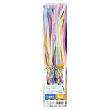 Pack of 150 chenille stems in assorted ombre colours including pink, purple, blue, mint, yellow, and cream, displayed in clear packaging. The Basics by Zart packaging shows the stems are 6mm x 30cm length in two-toned coloured stems.