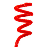 Bright red chenille stem twisted into a spiral zigzag shape against a white background, displaying the soft, fuzzy texture and flexible wire core. Part of the Chenille Stems Aboriginal Flag Colours Pack of 150, ideal for craft projects and creative activities.