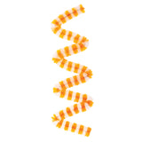 Wavy arrangement of Chenille Stems in Animal Tones displaying alternating segments of golden yellow, bright orange, and soft peach colours. The fluffy pipe cleaners feature a textured, fuzzy surface with their characteristic twisted wire construction visible throughout, creating a decorative striped pattern against a white background.