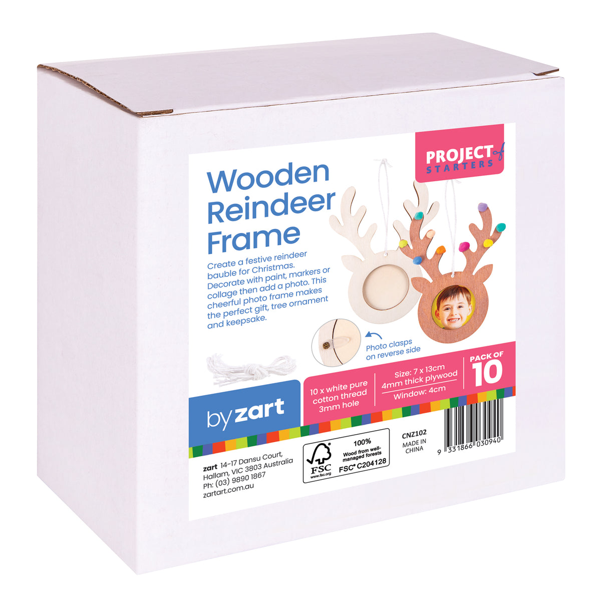 Wooden Reindeer Frame Pack of 10 - Zart