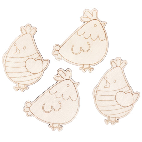 Wooden Easter Chicken Shapes Pack of 4 - Zart