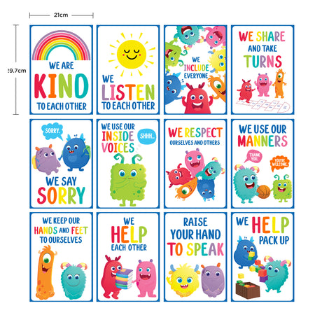 Giggle & Grow Classroom Rules Poster Set of 12 - Zart