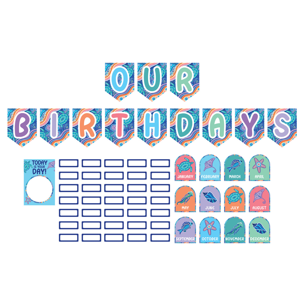 Birthday Bulletin Board Set (Indigenous Australian) - Zart