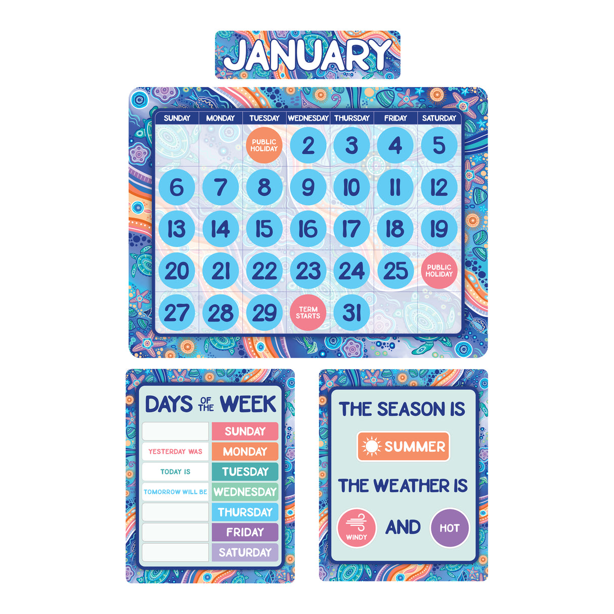 Calendar Bulletin Board Set  (Indigenous Australian) - Zart