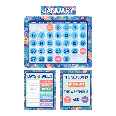 Calendar Bulletin Board Set  (Indigenous Australian) - Zart