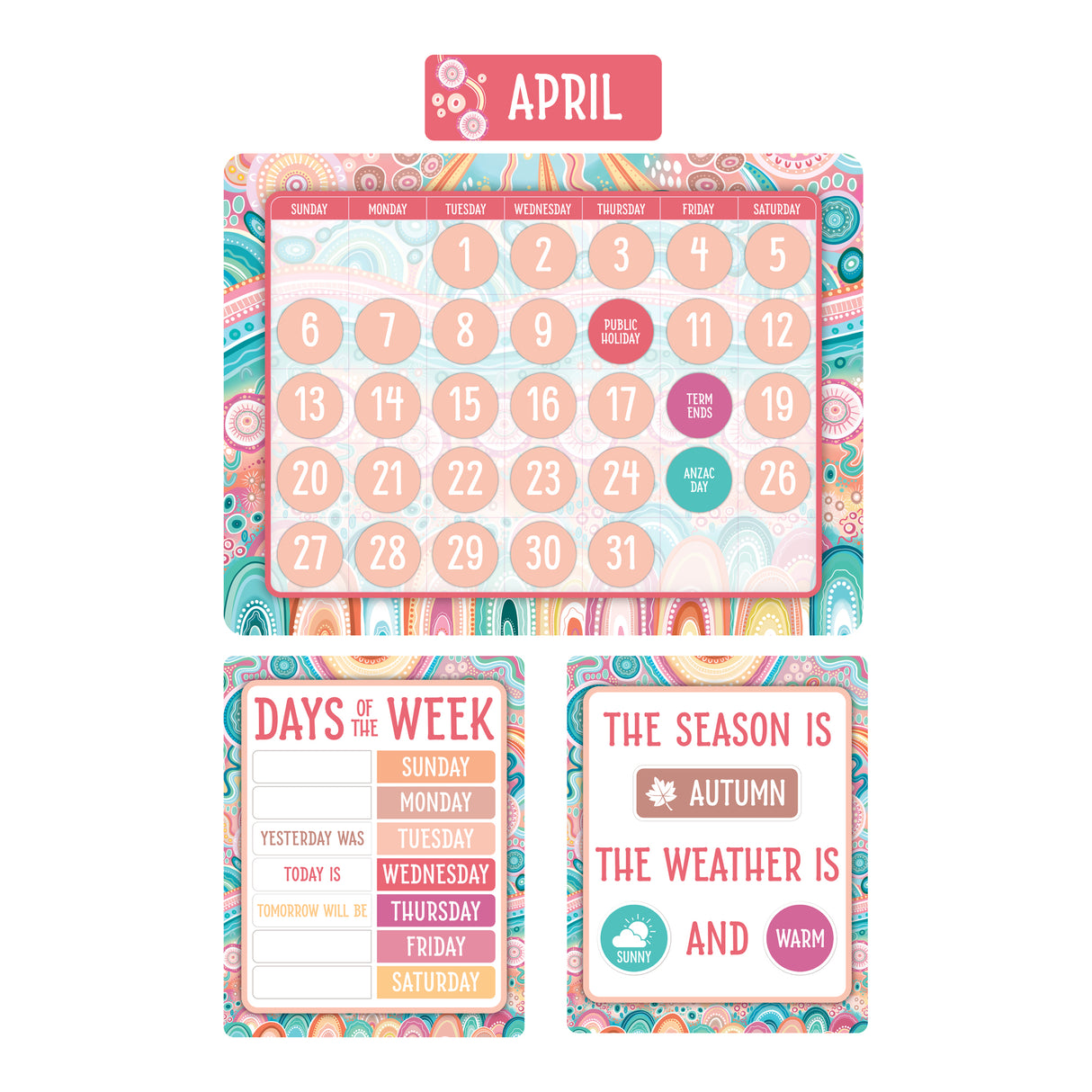 Calendar Bulletin Board Set  (Indigenous Australian) - Zart