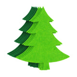 Stack of 20 pre-cut felt Christmas tree shapes in two shades of green - dark forest green and bright lime green. The layered trees display the textured felt material, showing multiple identical pieces fanned out to demonstrate pack contents and colour variation.