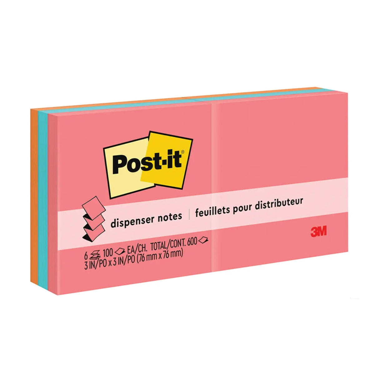 Post-It Notes for Pop Up Dispensers Cape Town Asst Colours 76x76mm Pack of 6 - Zart