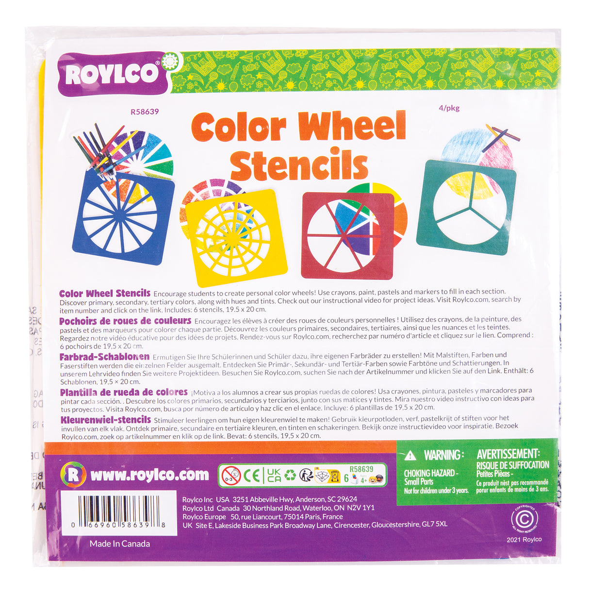 Roylco Colour Wheel Stencils Pack of 4