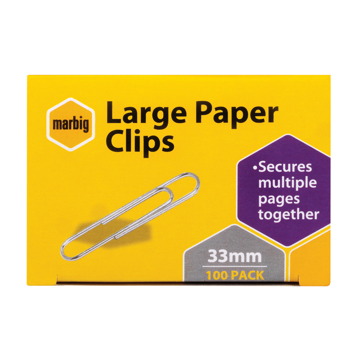 Marbig Paper Clips 33mm Large Box of 100 - Zart