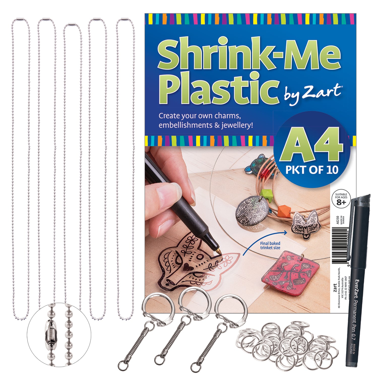 Shrink Film Shrink Art Keychain Shrink-Me Plastic Kit Zart
