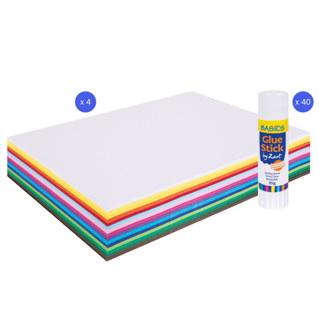 Bulk Assorted Cover Paper A3 & Glue Kit