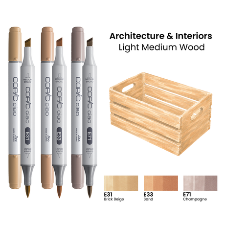 Copic Ciao Set Architecture & Interiors - Light Medium Wood