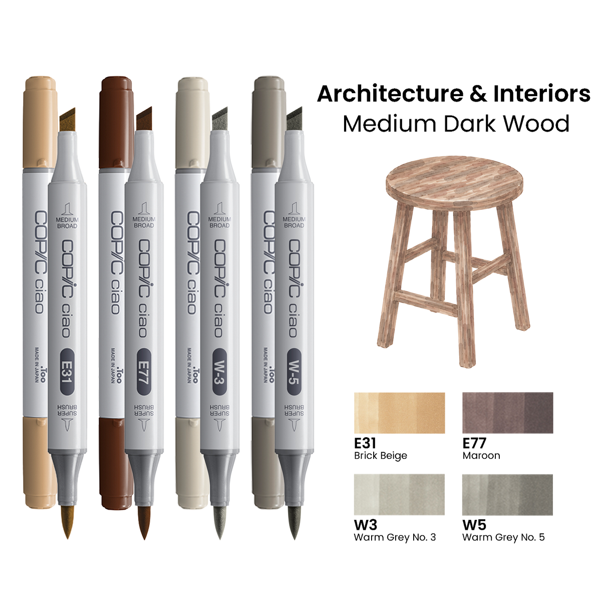 Copic Ciao Set Architecture & Interiors - Medium Dark Wood