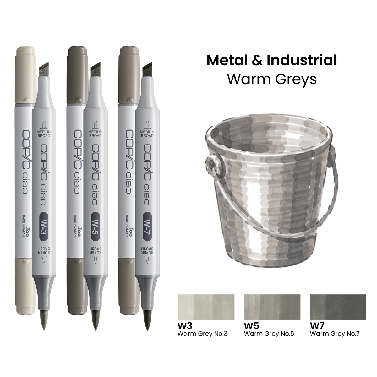 Copic Ciao Set Metals & Industrial - Warm Greys