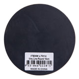 Back view of a Mastercut Print Lino Round block on a white background with product label attached. The dark grey circular lino surface appears smooth and uncarved, showing the full round shape and thickness. Clean studio lighting highlights the flat surface ready for carving and printing.