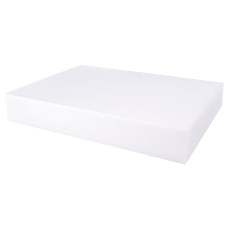 Stack of white print foam sheets photographed on a plain white background. The sheets are neatly aligned, showing smooth surfaces and slightly textured edges. The foam appears lightweight and flexible, suitable for etching with pencil or pen and printing in classroom or studio settings.