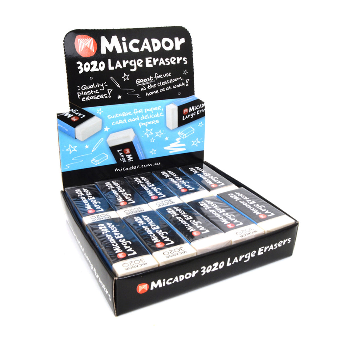 Micador 3020 Large Erasers Box of 20 - Zart