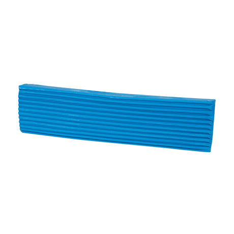 Single blue clay block displayed horizontally. Long rectangular shape with rounded ends and ridged sides. Surface appears smooth and soft with a slightly matte finish.
