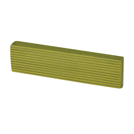 Olive green clay block with an earthy, muted tone. Rectangular form with rounded ends and ribbed texture. Surface appears smooth with a soft, matte finish and subtle tonal depth.