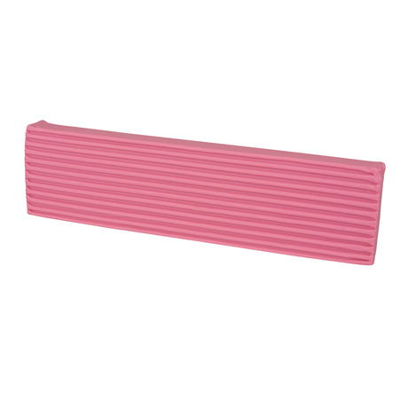 Pink clay block in a soft, mid-tone shade. Rectangular form with rounded ends and ribbed sides. Surface appears smooth and matte with a gentle, even finish.