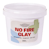 White plastic tub of Northcote Pottery No Fire Clay 2.2L with lid, labelled “NO FIRE CLAY” and “Self-hardening - Sculptural - Non-toxic”.