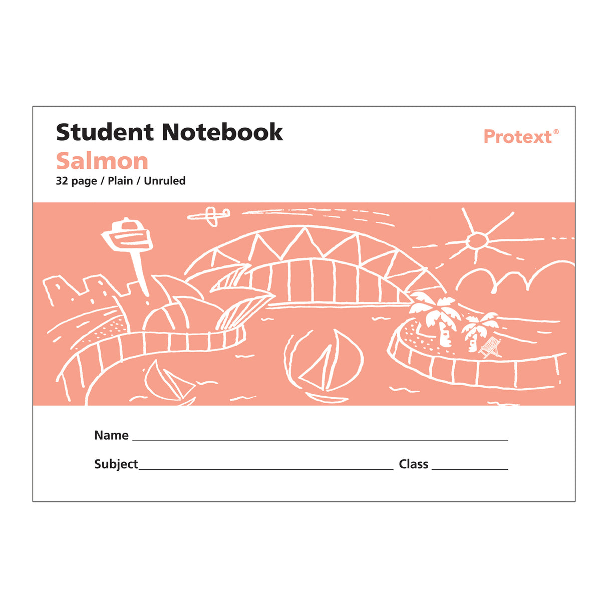 Writer Student Notebook Salmon Plain Pages 250 x 175mm Landscape 32 pages - Zart