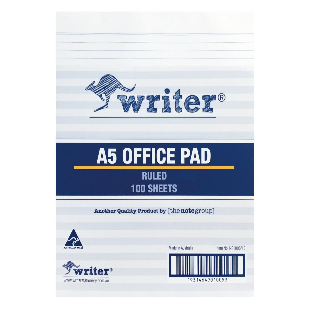 Writer Office Pad A5 8mm Ruled 100 Sheet