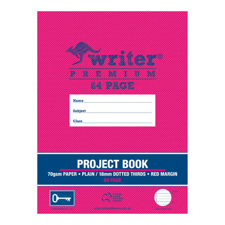 Writer Premium Project A4 Book Plain and Ruled Pages (Dotted Thirds & Red Margin) 64 pages - Zart