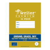 Writer Premium Exercise Book Ground/Grass/Sky Coloured Dotted Thirds A4 64pg - Zart