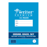 Writer Premium Exercise Book Ground/Grass/Sky Coloured Dotted Thirds A4 64pg - Zart