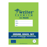 Writer Premium Exercise Book Ground/Grass/Sky Coloured Dotted Thirds A4 64pg - Zart