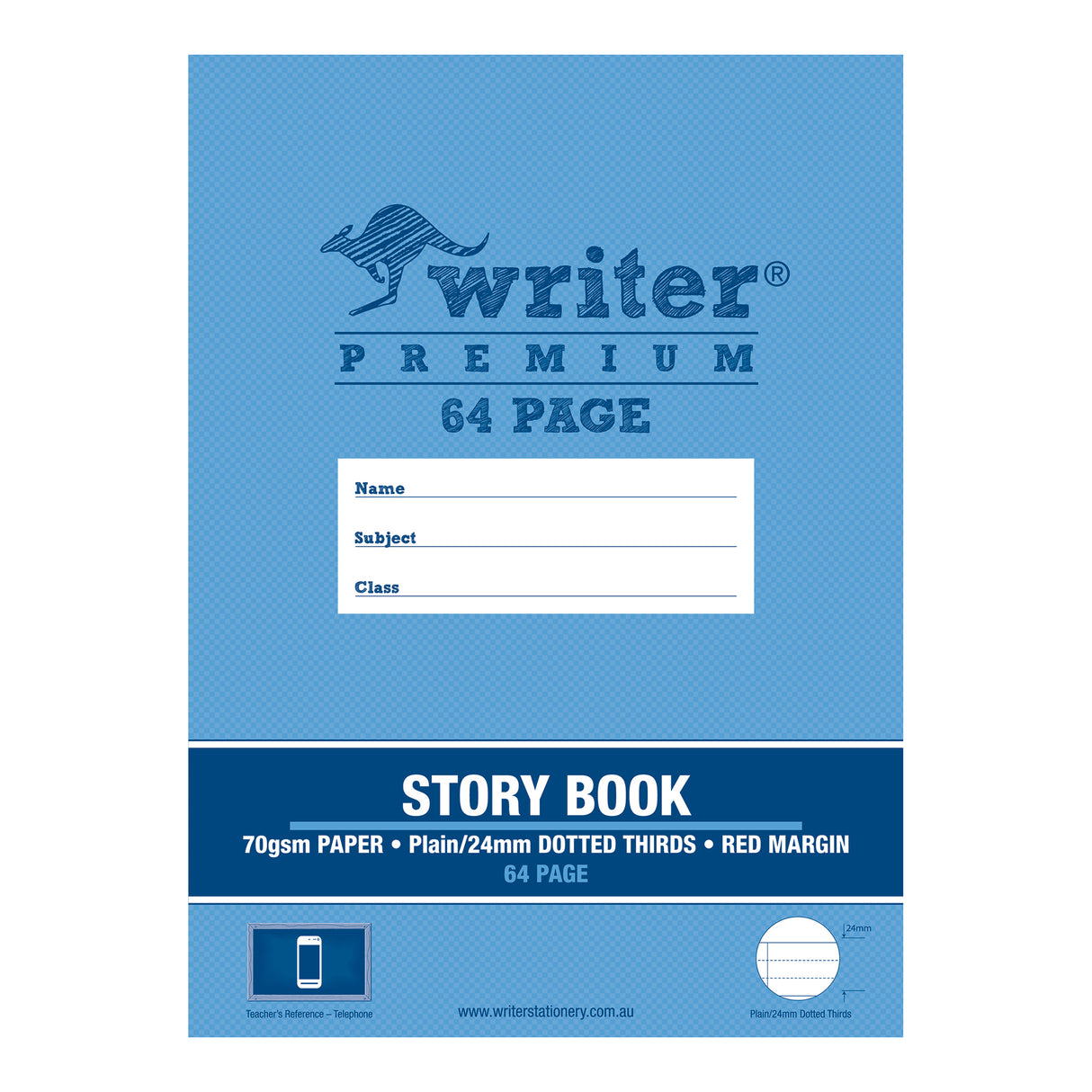 Writer Story Book 330x240mm Plain/24mm Dotted Thirds Red Margin 64 pages - Zart