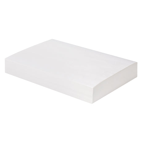 A ream of MG Litho paper stacked into a single neat block, shown at an angle against a white background. The smooth, bright white top sheet and the layered cut edges of the stacked sheets are visible, with no printing or markings across the surface.