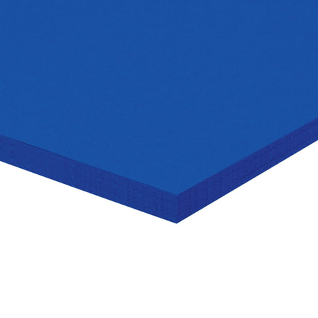 A corner of a stack of blue Zart Cover Paper shown at an angle against a white background. The top sheet has a smooth, even surface, and the layered edge reveals the depth of the pack with its neatly aligned sheets.
