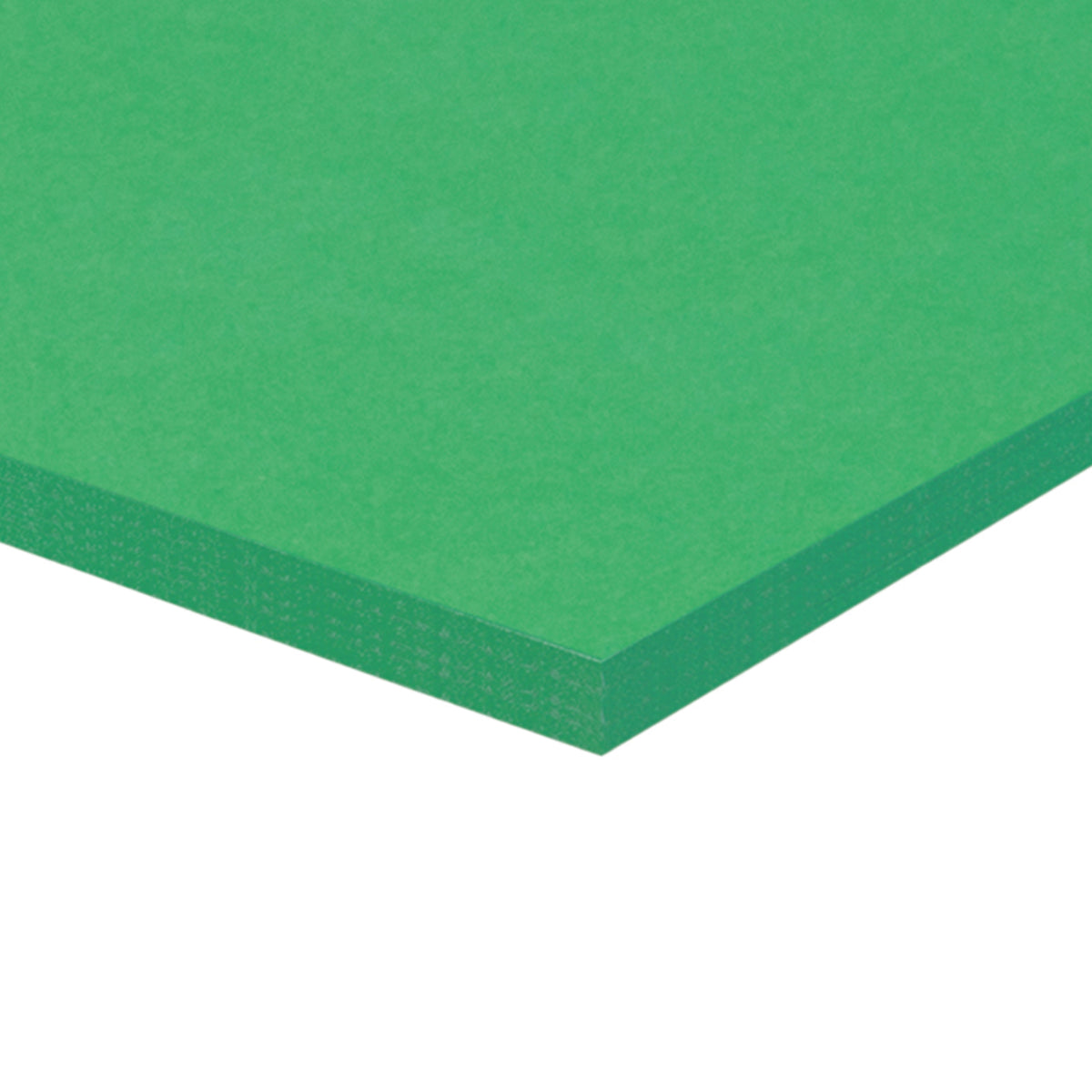 A corner of a stack of green Zart Cover Paper shown at an angle against a white background. The top sheet has a smooth, even surface, and the layered edge reveals the depth of the pack with its neatly aligned sheets.