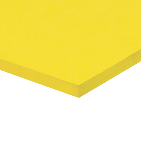 A corner of a stack of lemon yellow Zart Cover Paper shown at an angle against a white background. The top sheet has a smooth, even surface, and the layered edge reveals the depth of the pack with its neatly aligned sheets.