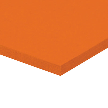 A corner of a stack of orange Zart Cover Paper shown at an angle against a white background. The top sheet has a smooth, even surface, and the layered edge reveals the depth of the pack with its neatly aligned sheets.
