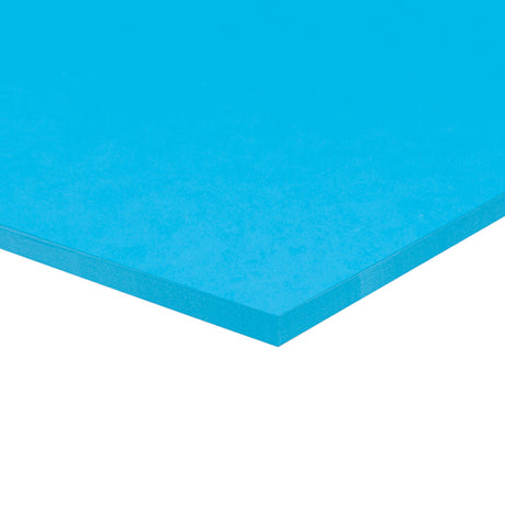 A corner of a stack of sky blue Zart Cover Paper shown at an angle against a white background. The top sheet has a smooth, even surface, and the layered edge reveals the depth of the pack with its neatly aligned sheets.