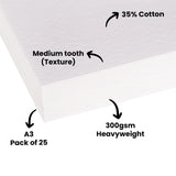 Art Spectrum Premium Watercolour Paper Class Pack A3 Pack of 25 - Zart