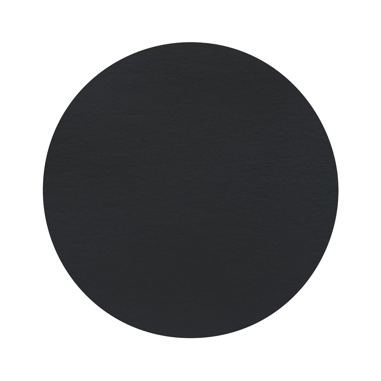 Single black Cartridge Paper Circle displayed against a light grey background. The circular sheet has a smooth matte surface with subtle paper texture and soft tonal variation visible across the dark charcoal-black colour. Clean edges and a simple centred composition emphasise the shape and finish.