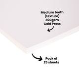 Zart Watercolour Paper Class pack 300gsm A3 Pack of 25 - Zart